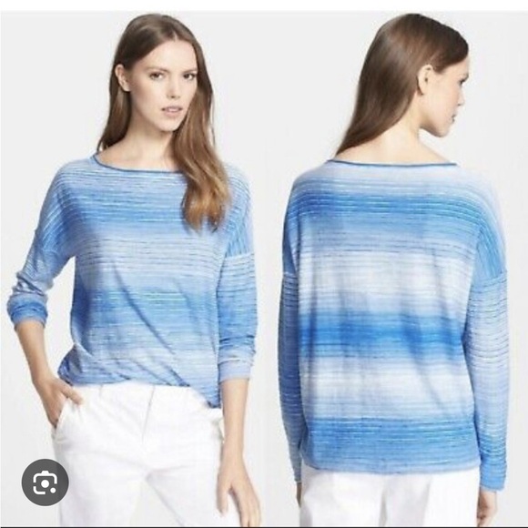Vince Blue Ombre Cotton Dolman Sweater - Picture 3 of 6